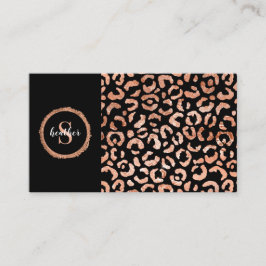 Rose Gold Black Leopard Cheetah Beauty Salon Visitenkarte
