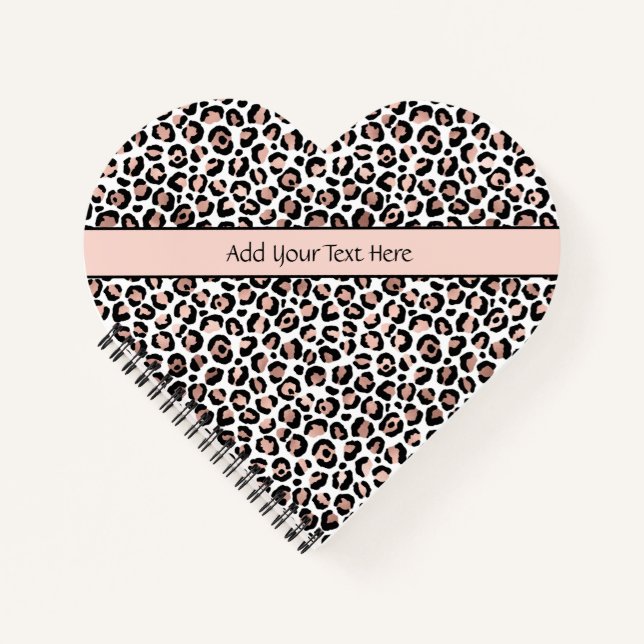 Rose Gold Black Leopard Print Trendy Chic Herz Notizbuch (Vorderseite)