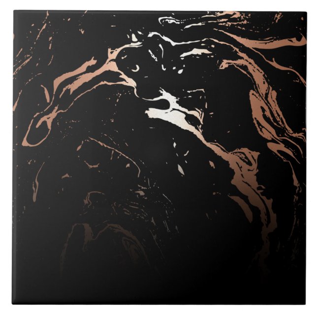 Rose Gold Black Marble Fliese (Vorderseite)