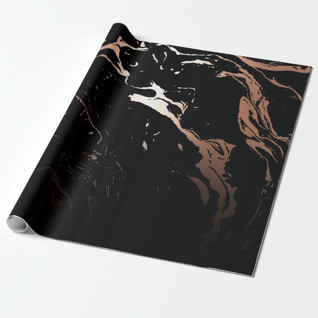 Rose Gold Black Marble Geschenkpapier (Ungerollt)