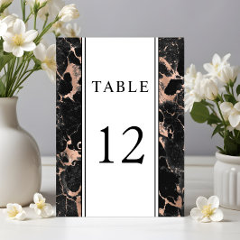Rose Gold Black Marble Wedding Tischnummer