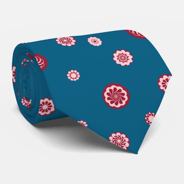 Rose Gold Black Polka Dot Circles Geometrie Krawatte (Gerollt)