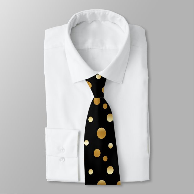 Rose Gold Black Polka Dot Circles Geometrie Krawatte (Gebunden)