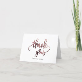 Rose Gold Black Script Typografy Wedding Dankeskarte
