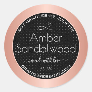 Rose Gold Black Soy Wax Kerzen Packing Labels Runder Aufkleber