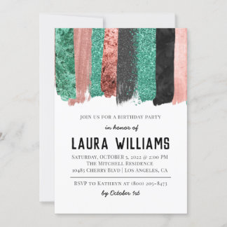 Rose Gold & Black Tape Einladung zum Geburtstag