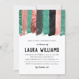 Rose Gold & Black Tape Einladung zum Geburtstag
