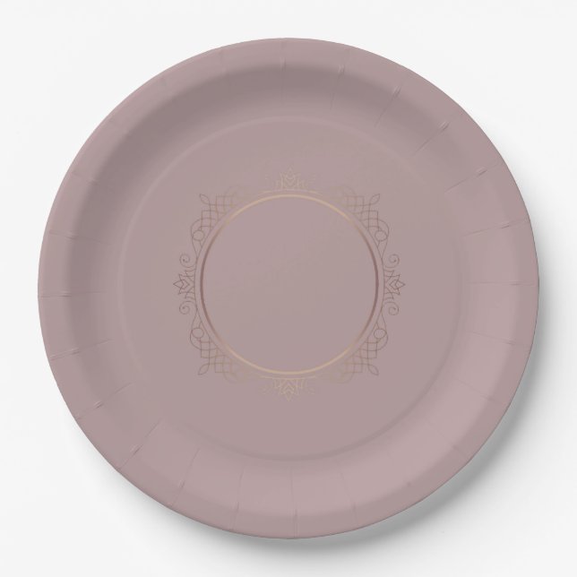 Rose Gold Blank Template hinzufügen Text Elegant Pappteller (Vorderseite)