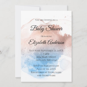 Rose Gold Blau Splash Baby Junge Baby Mädchen Einladung
