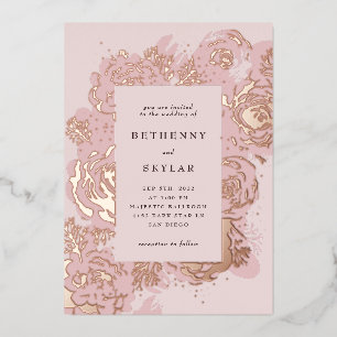 Rose Gold Bloms Foil Einladung