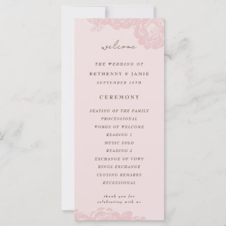 Rose Gold Blooms programme de mariage