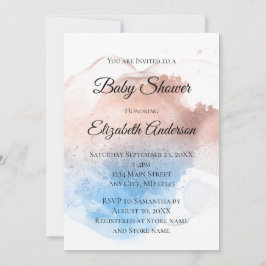 Rose Gold Blue Splash Baby Boy Baby Girl Einladung