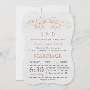 Rose Gold Blüh Swirl White Wedding Einladung
