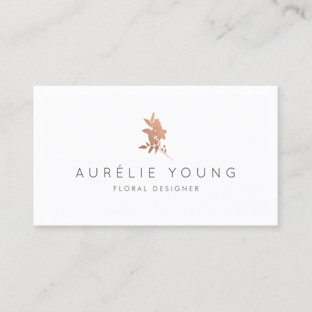 Rose Gold Blume Bouquet Blumendesigner Visitenkarte (Vorderseite)