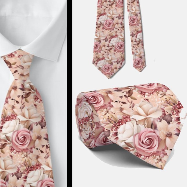 Rose Gold Blume Floral Neck Tie Krawatte (Von Creator hochgeladen)