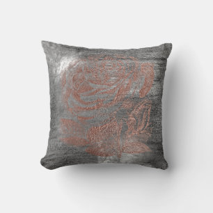 Rose Gold Blume Grau grungy Metallische Silbermaue Kissen