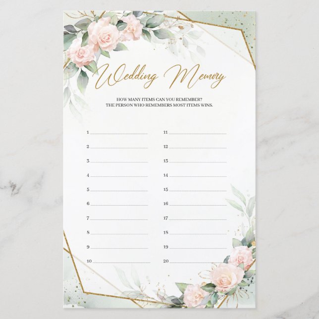 Rose Gold Blume Grün Gold Hochzeit Gedächtnis (Vorderseite)