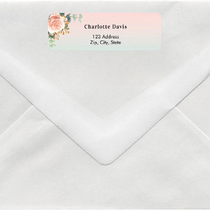 Rose Gold Blume grüne Rücksendeadresse