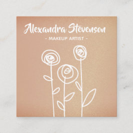 Rose Gold Blume leicht Zeichnend Quadratische Visitenkarte