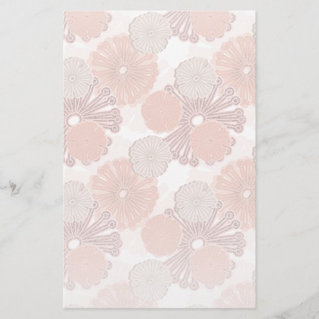 Rose Gold Blume Muster Briefpapier (Vorderseite)