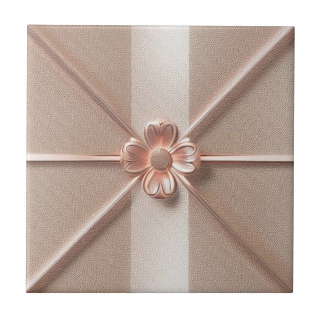 Rose Gold Blume Muster Fliese (Vorderseite)