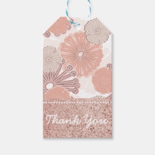 Rose Gold Blume Muster Geschenkanhänger