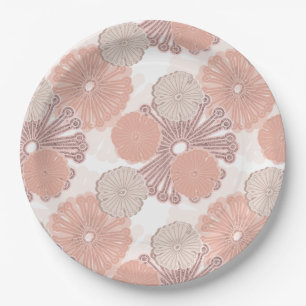 Rose Gold Blume Muster Pappteller