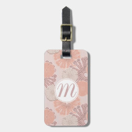 Rose Gold Blume Muster und Monogramm Gepäckanhänger
