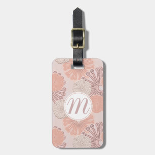 Rose Gold Blume Muster und Monogramm Gepäckanhänger