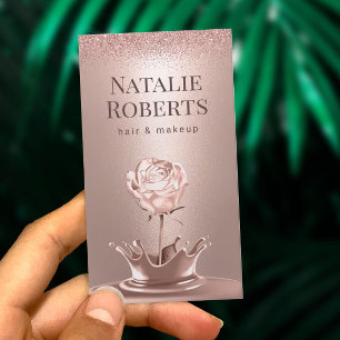 Rose Gold Blume Splash Hair Stylist Makeup Artist Visitenkarte