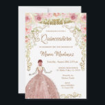 Rose Gold Blume und Gold Glitzer Quinceanera  Einladung<br><div class="desc">Rose Gold Blume und Gold Glitzer Quinceanera Birthday EinladungMis Quince Anos,  15. Geburtstag,  

Rosa Rosen Blume Rosa Rosa Sweet 16 Einladung</div>