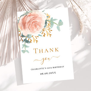 Rose Gold Blumengeburtstag Danke Karte