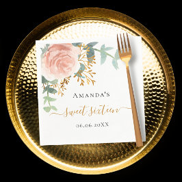 Rose Gold Blumengrün elegant Sweet 16 Serviette