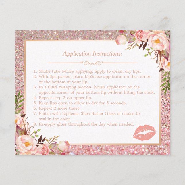 Rose Gold Blumenkohl-Lippen Hinweise für Anleitung Flyer (Vorne)