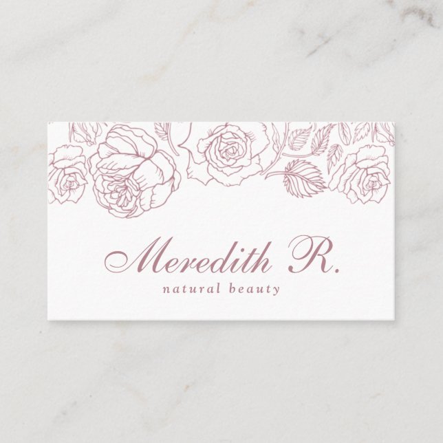 Rose Gold Blumenstrauß Elegantes Signaturenskript Visitenkarte (Vorderseite)