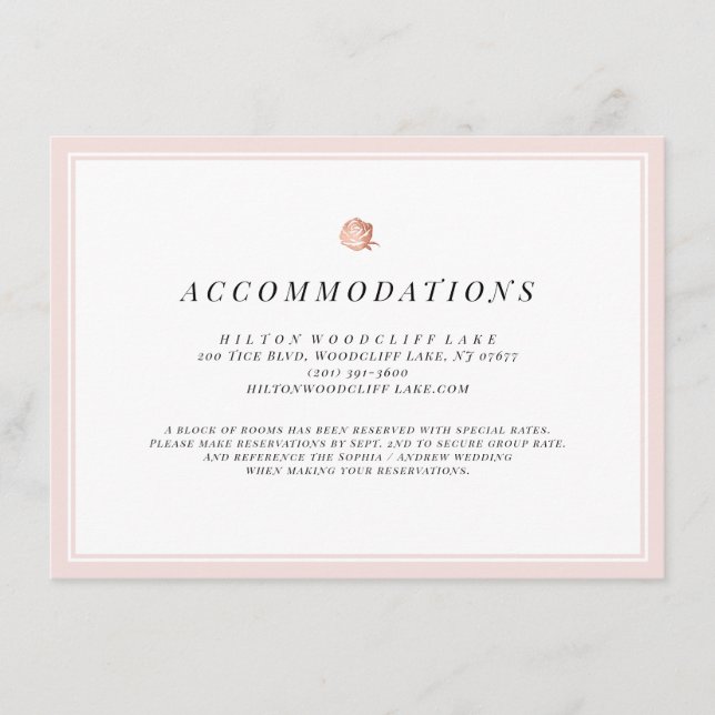 Rose Gold Blumenstrauß Minimalistische Hochzeitsun Begleitkarte (Vorderseite)