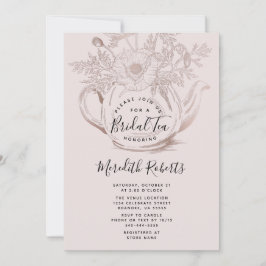 Rose Gold Blumenstrauß Teekessel Rosa Bridal Tee Einladung