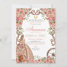 Rose Gold Blumenstrauß Western Elegante Quinceñera Einladung