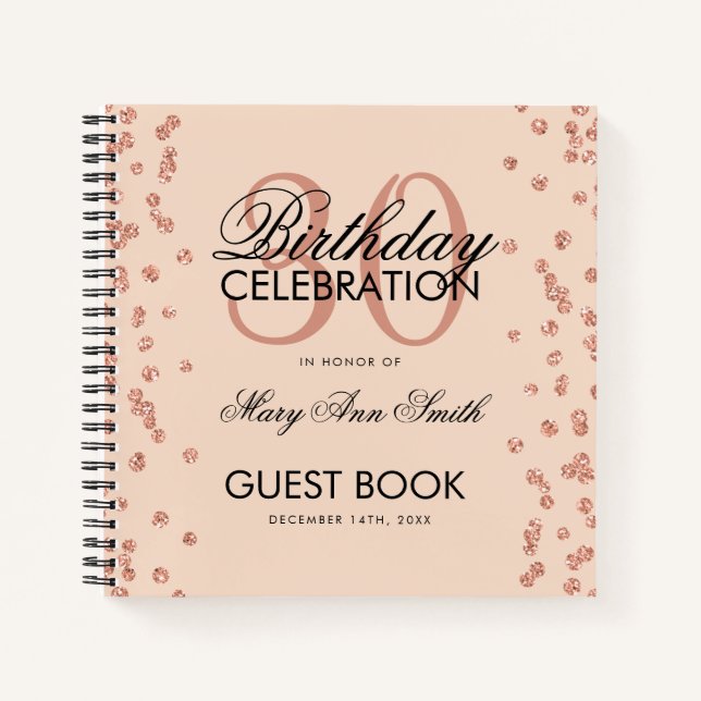 Rose Gold Blush 30e Anniversaire Livre d'or Confet (Devant)