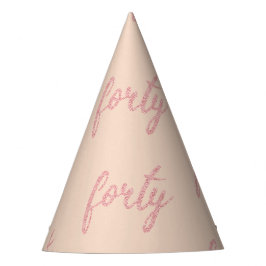 Rose Gold Blush "40" 40 Geburtstagsparty Glitzer Partyhütchen
