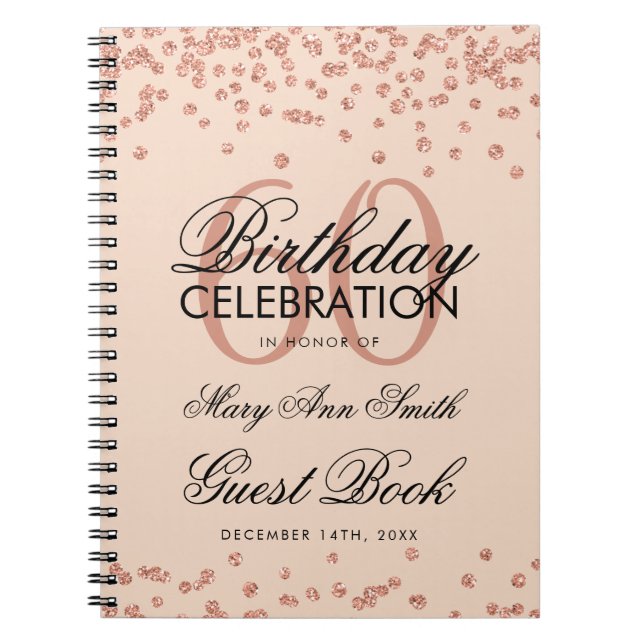 Rose Gold Blush 60e Anniversaire Livre d'hôtes Con (Devant)