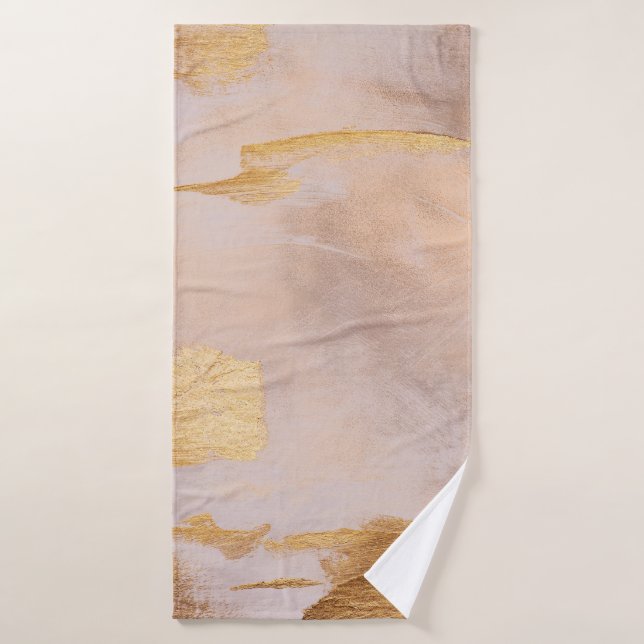 Rose Gold Blush and Gold Texture (Serviette de bain)