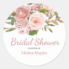 Rose Gold & Blush Blume Brautparty Gefallen Runder Aufkleber