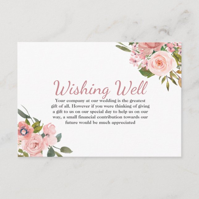 Rose Gold & Blush Blume Hochzeit gut wünschen Begleitkarte (Vorderseite)