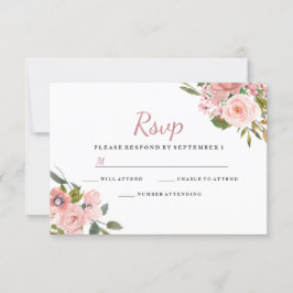 Rose Gold & Blush Blume Hochzeit RSVP Karte