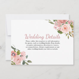 Rose Gold Blush Blume Hochzeitsempfehlung Details Einladung