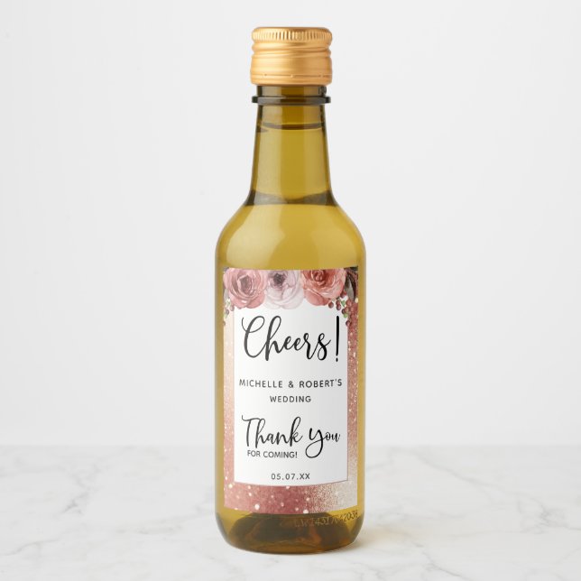 Rose Gold, Blush Cheques, Wein, Liquor Gefallen Weinetikett (Vorderseite)