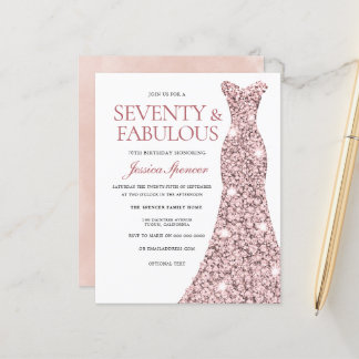 Rose Gold Blush Dress 70. Geburtstag Einladung