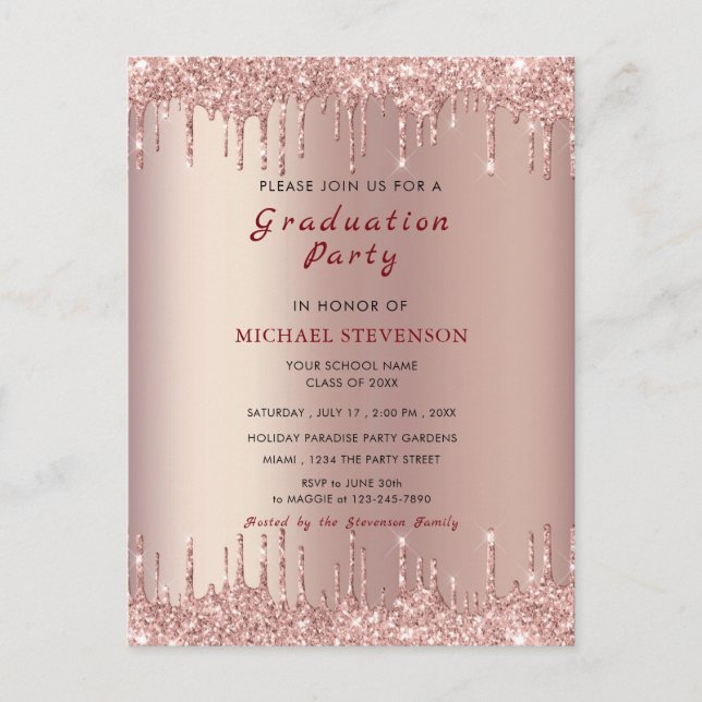 Rose Gold Blush Drivers Votre Invitation de la fêt (Devant)