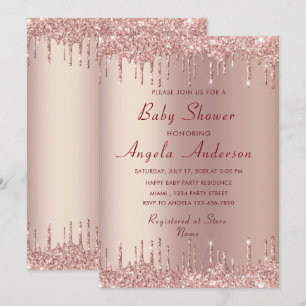 Rose Gold Blush Drives Baby shower Invitation